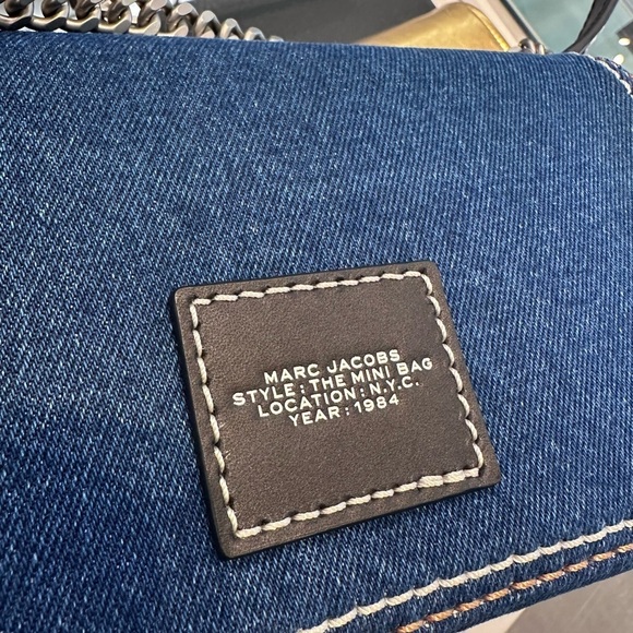 NWT! NEW! Marc Jacobs The Denim Chain Mini Bag -Dark Wash - Picture 3 of 14